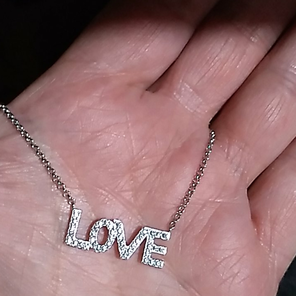 Sterling Silver White Sapphire LOVE Pendant